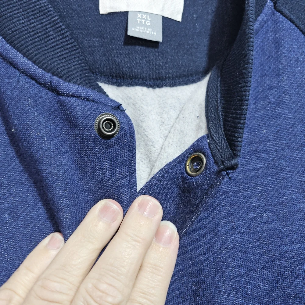 NWT Old Navy Mens Baseball Snap Front Two-Tone Blue Cotton Blend Jacket Size XXL
